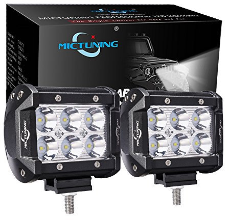 MICTUNING Car Spot Lights - 2PCS 4 Inch 18W Led Light Bar 1260lm Off Road Driving Fog Lights, Waterproof Floodlight LED Work Light Bar for Car Tractor Trucks SUV ATV Boat