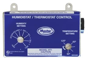 Master Flow GAF Adjustable Humidistat & Thermostat Combo for Power Vents & Fans | Controls Attic Moisture & Heat Buildup | Adjustable for All Climates | Universal Compatibility | UL Listed - HT1
