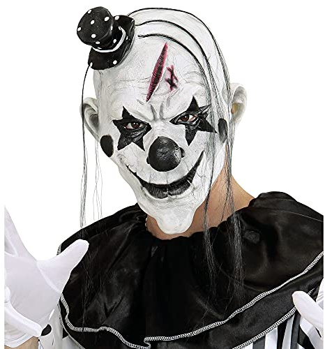 W WIDMANN MILANO Party Fashion 00848 – mask Killer Clown, med hår och minihatt, halloween, karneval, temafest