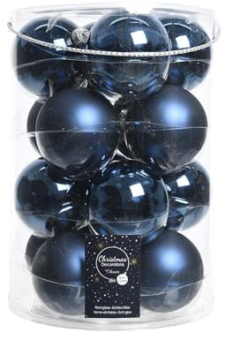 Weihnachtskugeln Glas 8cm x 16 Stück Christbaumkugeln dunkelblau Nachtblau