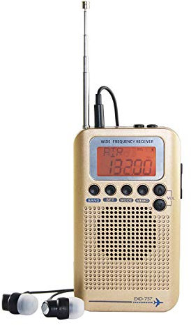 EXMAX® EXD-737 Portable Digital Radio with AM/FM/VHF/CB/SW/AIR Full Band Receiver Aircraft Band World Band Wide Frewuency Digital Tuning Radio Receiver - Golden