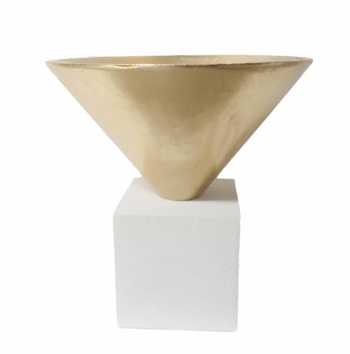 Pandecor Coppa Alzata Oro con Base Quadra Bianca b.22x22 cm d.45 cm h.47 cm