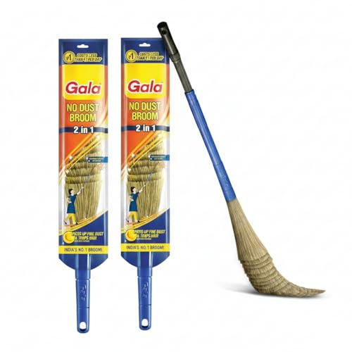 Gala No Dust Floor Broom- (Freedom from New Broom Dust- Bhusa) 2-in-1 - with Extendable Handle (2)