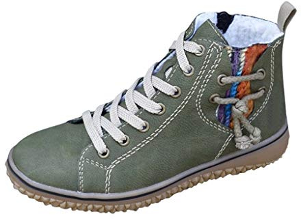 Stivaletti Stivali Sneakers Donna Calda Taglie Forti Scarpe Basse Casual con Zeppa Stivali Corti alla Caviglia (36,Verde)