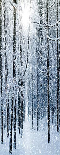 A.Monamour Türtapete Selbstklebend Türfolie Türposter 3D Verschneite Wald Winter Landschafts Natur Vinyl Folie Türdeko Tapete Wandbild Türaufkleber Türtattoo 90 x 200 cm