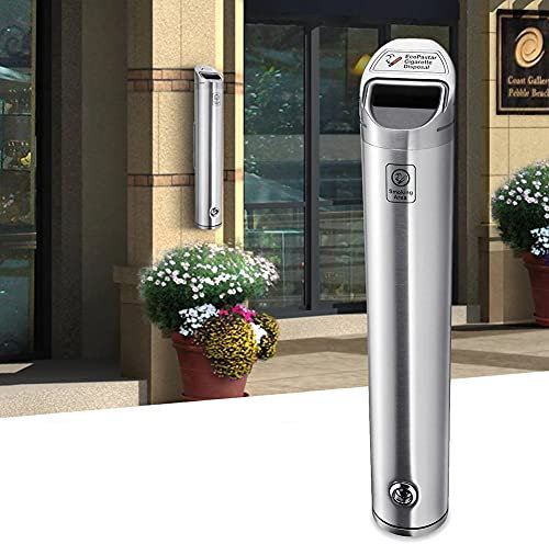 Posacenere in acciaio inox Colonna 48 cm 1,8 l Lega di alluminio Cilindro da esterno Posacenere a parete Portacenere per sigarette con serratura