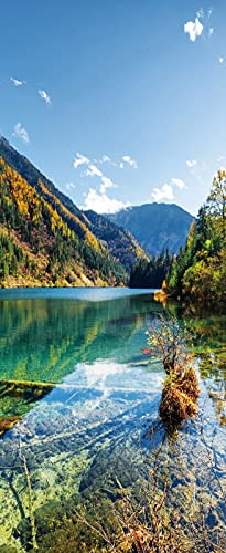 A.Monamour Pegatinas Decorativas de Puerta Autoadhesivo 3D Lago Y Montaña Paisaje Natural Vinilo para Puertas Mural PVC Pegatinas de Pared Foto Poster 77 x 200 cm