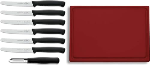 F. Dick Messerset inkl. Schneidbrett und Gemüseschäler (6 x Allzweckmesser, Klinge 11 cm, 1x Brett mit Saftrille, 265x325x18 mm, 1 x Sparschäler) | 6 x Allzweckmesser, Klinge 11 cm, 1x Brett mit Saftrille, 265x325x18 mm, 1 x Sparschäler