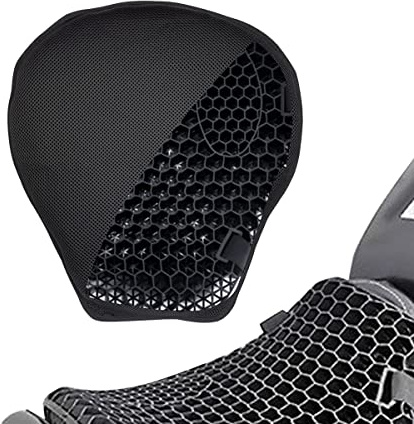 ELCYCO Universal Motorcycle Gel Seat Cushion 3D Honeycomb Shock Absorbing Seat Pad with Motorcycle Seat Cover for Comfortable Long Ride