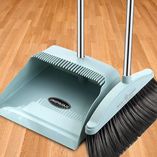 Zankie Upright Adjustable Broom and Dustpan Set with 35 Long Handle - Dustpan and Brush Set,Broom and Dustpan Set for Home