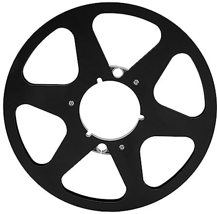 Carrete de Recogida de 1/4 de 10 Pulgadas para Carrete Pequeño, Carrete de Recogida de Carrete Abierto Nab de Aleación de Aluminio para Cintas de 1/4 Pulgadas, 6 Agujeros de (Negro)