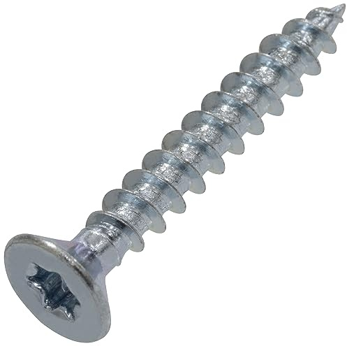 AERZETIX - C68221 - Set mit 25 Selbstschneidende Holzschrauben mit Senkkopf Ø3.5x25 mm mit Sternprägung TX - aus verzinktem Stahl