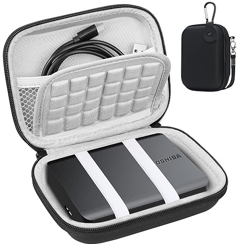Lacdo Funda para Disco Duro Externo para Toshiba Canvio Basics/Canvio Flex/Canvio Advance/Canvio Gaming Portable Funda rígida para Disco Duro de 1TB 2TB 3TB 4TB 5TB Impermeable, Negro+Gris