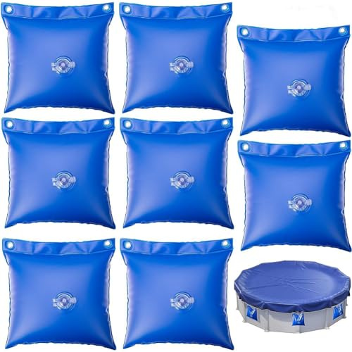 Hapihom 8 Pieces Hanging Bag for Swimming Pool Covers, Winter Water Pipe Wall Bags for Above Ground Winter Pool Cover, Weights, Thickness 0.4 mm, 12 x 12 Inch