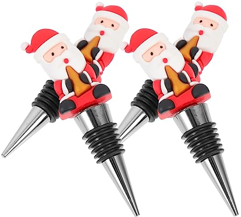 HEMOTON Dekorative Weinflaschenverschlüsse 4er Set Wiederverwendbare Flaschenstecker Für Weihnachten Bar Home Wein