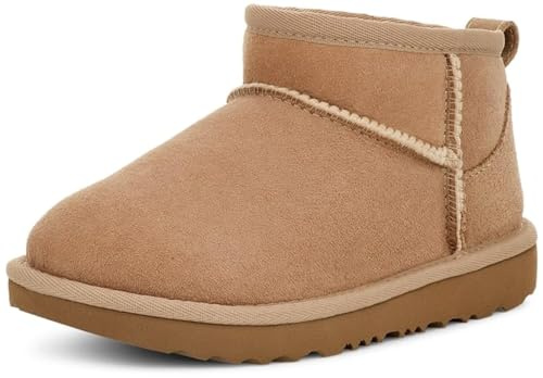 UGG klassiska Ultra Mini platå läderstövletter svart, sand, 1 Little Kid