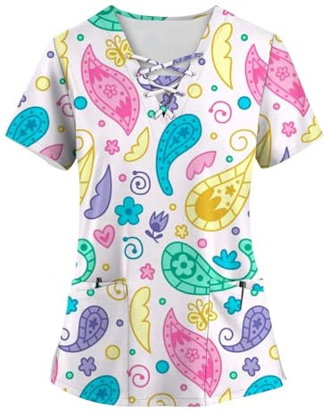 Kasacks Damen Kasacks Damen Oberteile Kasaks Altenpflege Damen Kasacks Damen Pflege Kasack Damen Pflege Kassaks Frauen Pflege Kasacks Damen Pflege Große Größen Oberteile Damen(1-Purple Pink,3XL)