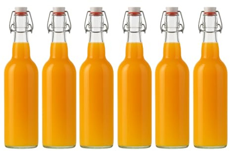 Vitrea 6 x Bügelflaschen Glasflaschen | Füllemge 750ml Weiß | mit Bügelverschluss zum Selbstbefüllen Bügelflasche Smoothie Glasflasche