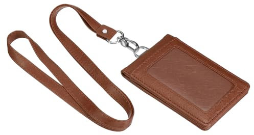 YOKIVE PU Leder Ausweishalter Wasserdicht Magnetisch 5 Karte Schlitze Ausweishalter mit Schlüsselband Leichtgewicht Ideal für Büro Lehrer (Braun 4.3 x 3)