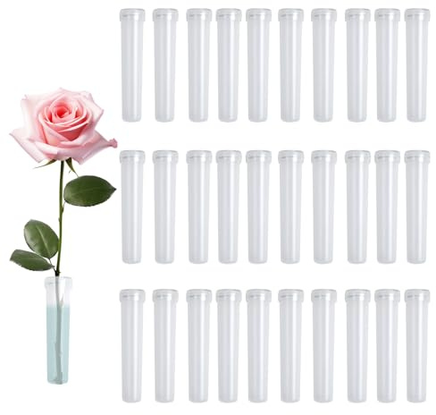 XQMMGO 30 Stück Reagenzgläser für Blumen, Wasserröhrchen für Blumen, Reagenzglas vase, Reagenzgläser Kunststoff, Blumenröhrchen Kunststoff, Restaurants, Cafés