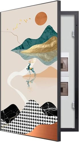 Sicherungskasten Abdeckung Schrank, Dekorative Malerei Der Schalttafelabdeckung, Dekorative Malerei des StromzäHlerkastens, An Der Wand Montierte Schalttafelabdeckung(D(Black),50 * 70cm)