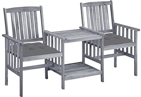 Sufrk Gartenstühle mit Teetisch und Kissen Gartensessel Garten Set Balkonsessel StüHle FüR DraußEn Terrassen Stuhl Massivholz Akazie - 3061318