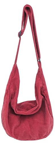 ibalulu Crossbody Bag Damen Herren Umhängetasche Damen, Cord Tasche Handtasche Damen Groß Casual Schultertasche mit Verstellbarer Schultergurt für Schule Büro Arbeit Reisen Ausflug Einkauf