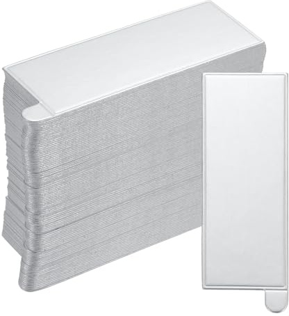 sourcing map 100pcs Mini Cake Boards, Mousse Cake Cardboards Rectangle Cake Bases Plates Cupcake Dessert Displays Base Tray for Cupcakes, Cakes Base - Grease Proof (Silver Tone)