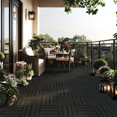 Home Deluxe WPC Klickfliesen BAVARO PREMIUM - Anthrazit 1 m² - Holzoptik | Terrassenfliesen Holzfliesen Klickfliese Bodenfliesen