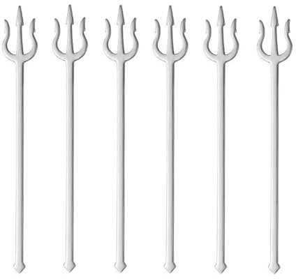 Pinenjoy 6Pcs Trident Shape Fruit Forks 5.12inch Unique Cocktail Fork 18/10(304) Stainless Steel Devil Appetizer Fork for Dessert Pickle Fruit Cake Salad Party Charcuterie