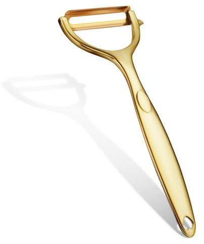 AUAUY Pelador Patatas con Y Forma Giratorio, Pelador Verduras Acero Inoxidable con Agarre Antideslizante, Pelador Arcos para Patatas, Zanahorias, Pepinos y Diversas Verduras y Frutas (Oro)