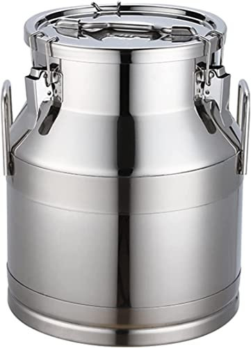 HPTHLY Milchkannen aus Edelstahl 304, Weineimer, Milchkännchen, Ölfass, Teekanister mit silikonversiegeltem Deckel, Milchtransporteimer zur Lagerung von Flüssigkeiten und Feststoffen, 30 l
