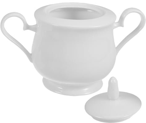 VINTORKY Zuccheriera in Ceramica Coperchio 370ml, Barattolo di Porcellana Ermetico per Zucchero e Caramelle, Contenitore Cucina Retrò per Casa, Ristorante e Ufficio