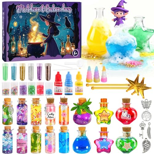 Tutukyle Set de pociones mágicas para niños, calendario de Adviento 2025 para niños a partir de 6 años, frascos mágicos para mezclar y experimentar, regalo creativo