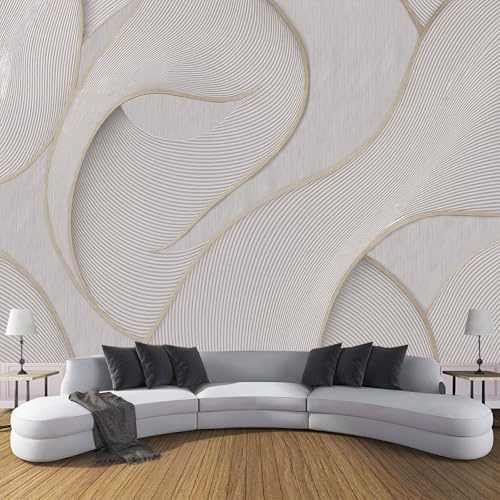 CDXNORA Carta da parati fotografica in setaTexture Elegante 400×280cm,Grigio Chiaro carta da parati fotografica, per soggiorno, camera da letto, Onda Carta da Poster Giganti Muro
