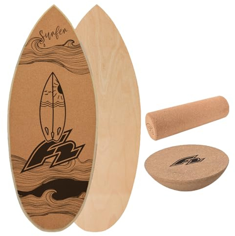F2 Kork Balance Boards mit Korkrolle + Kork Halbkugel - Modell wählbar