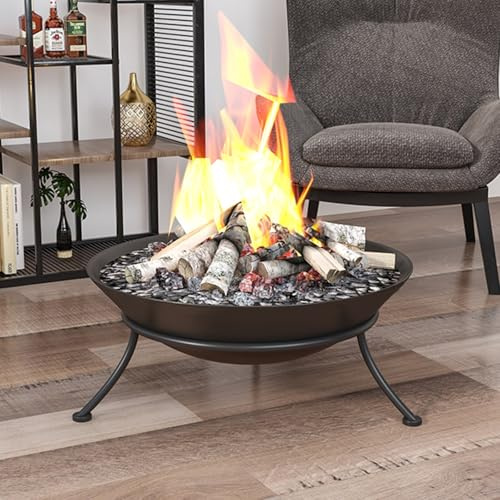 Cast Iron Wood-Burning Fire Pit Bowl, Black Round Wood Burning Fire Bowl with Portable Stand, Firepit Large Fire Bowl for Outside Backyard Deck Party Bonfire, Porch, BBQ, Camping(90CM/35.4IN)
