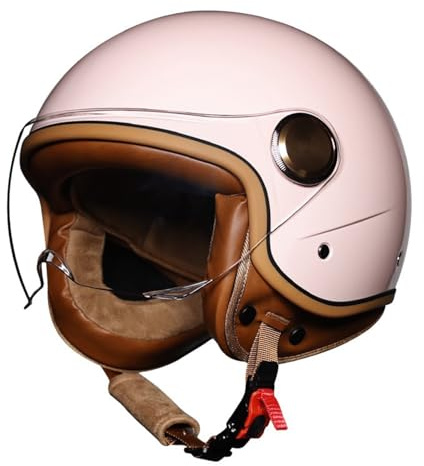 FUELIX Retro Jet Motorrad Helm, Open Face Helm, Herren Damen Mit Brille Herausnehmbares Innenfutter Ece Zertifiziert Motorrad Jethelm 3/4 Mit Visier Für Besseren Fahrschutz A,S