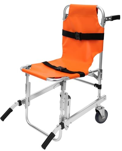 VonVVer Silla de ruedas plegable de aluminio, 159 kg, para personas mayores, con 2 cinturones de seguridad y asiento de PVC, plegable y portátil, para emergencias, hospitales