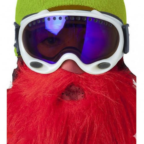 Maschera Antifreddo con Barba Yeti Zeke – Calda Maschera Invernale con Barba Lunga in Acrilico ROSSA, Regolabile con Velcro, Taglia Unica per Adulti e Ragazzi, Ideale per Sci, Snowboard e Carnevale