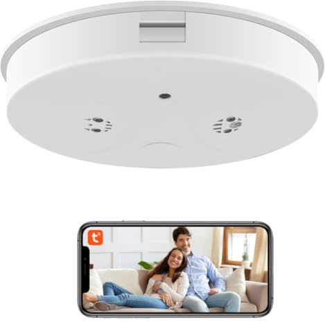 1080P HD Wireless Security Camera WiFi Smoke Detector Hidden Camera Spy Camera with Night Vision, Motion Detection and Remote View for Home and Office