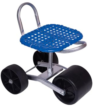 Genérico Taburete De Jardinería Resistente con 2 Ruedas, Altura Ajustable 22 A 36 Cm Y Rotación 360°, For Jardín(Blue)