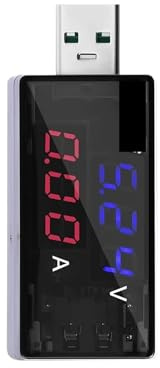 Tester di carica e rilevatore tensione corrente USB 3 in 1, voltmetro digitale for batteria, amperometro, monitor for caricabatterie(KWS-11VA black)