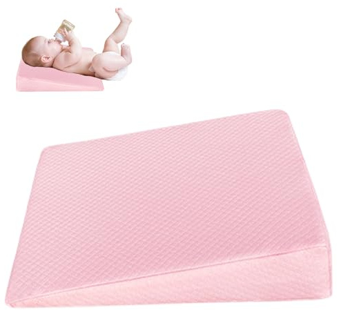 Lardenure Cuscino con zeppa per neonati 12x13x3 cm Cuscino antireflusso in spugna con fodera in poliestere con cerniera 10° Delicato sulla pelle e traspirante Elementi essenziali per neonati