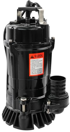 HUOMMGS Bomba de aguas residuales, 750 W, bomba fecal, 19000 L/H, bomba de lodo, altura de extracción máx. 18 m y profundidad de inmersión máx. 10 m, bomba sumergible para aguas sucias, con mango