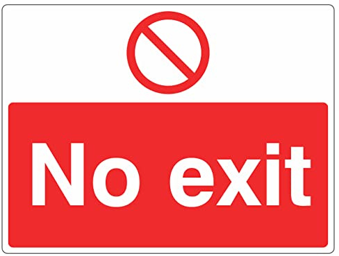 400mmx300mm No Exit Sign Rigid Plastic