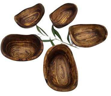 Prosudweb Lot de 5 coupelles Naturelles en Bois d'olivier