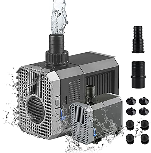 EXLECO Pompa Acqua 600L/H 8W 230V Pompa Sommersa per acquario Pompa per laghetto Sommergibile Pompe Fontana Pompe filtro Pompa di alimentazione Pompe sommergibili con Spina per Piscina Stagno Étang