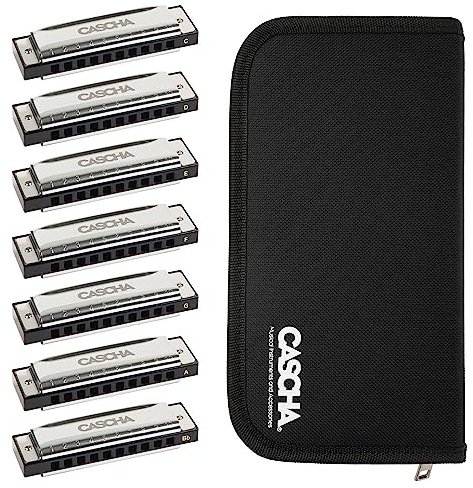 HH 2223 CASCHA Blues Harmonica Set mit Tasche, diatonisch, 7 Tonarten: C - D – E – F – G – A – Bb