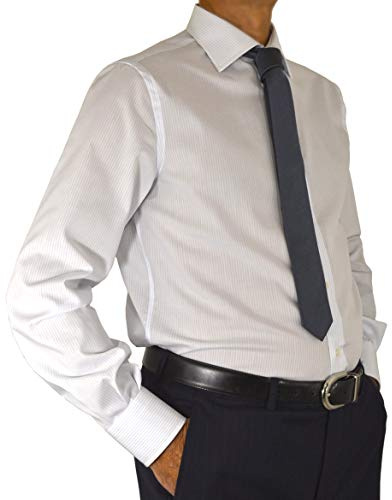 Joyful J21 Camicia Uomo 100% Cotone Non Stiro Regular Fit Riga Cielo Manica Lunga (41)